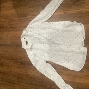 Stylish White Button Down Shirt with Red Dots